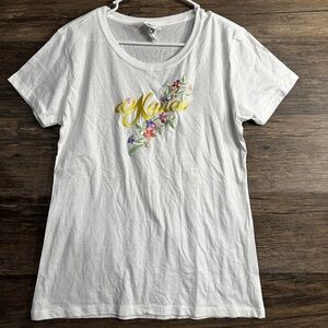 Kauai White Floral Women's Tee with Accents